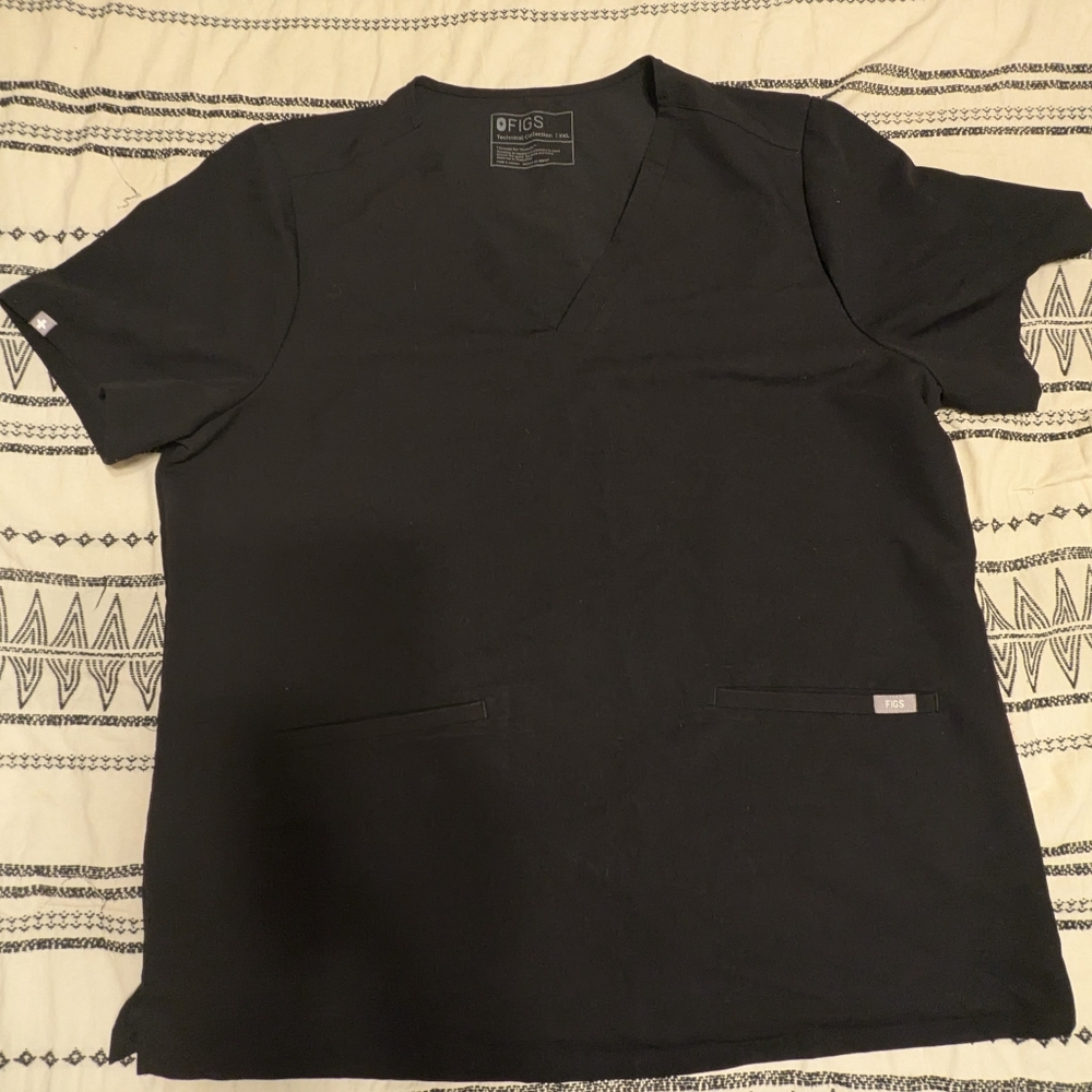 Figs Scrub Top Black Catarina One Pocket Scrub Top